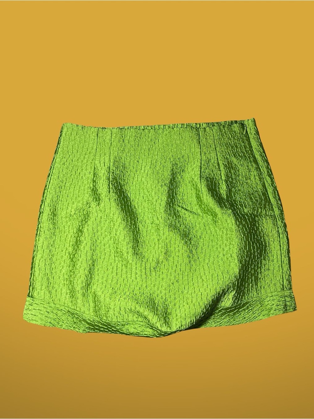 Zara Neon Lime Textured Mini Skirt